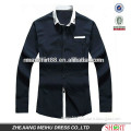 Men's high quality cotton contrast long sleeve slim fit solid color casual shirts with button-down collar and one pocket